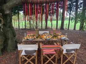 Autumn Forest Tablescape with cushions