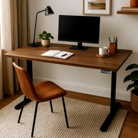 Prefinished Pure Walnut Veneer Desk with Black Standing Legs