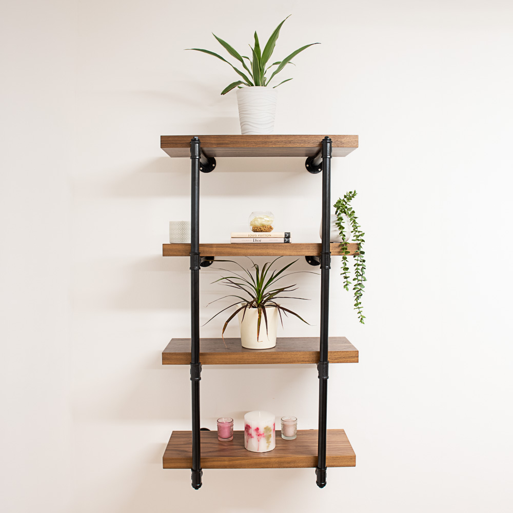 Walnut 4 Tier Pipe Shelf - (Image Credit: Tanya Cressey Photography)