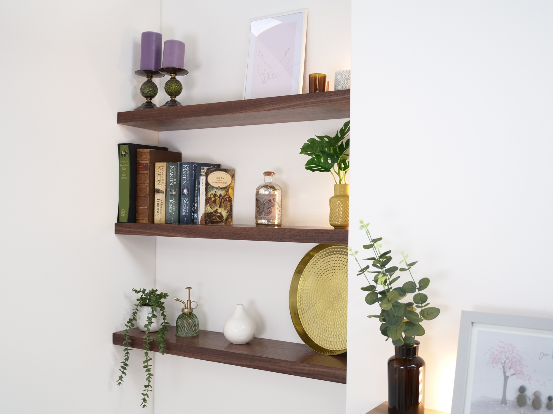 Walnut Floating Shelves
