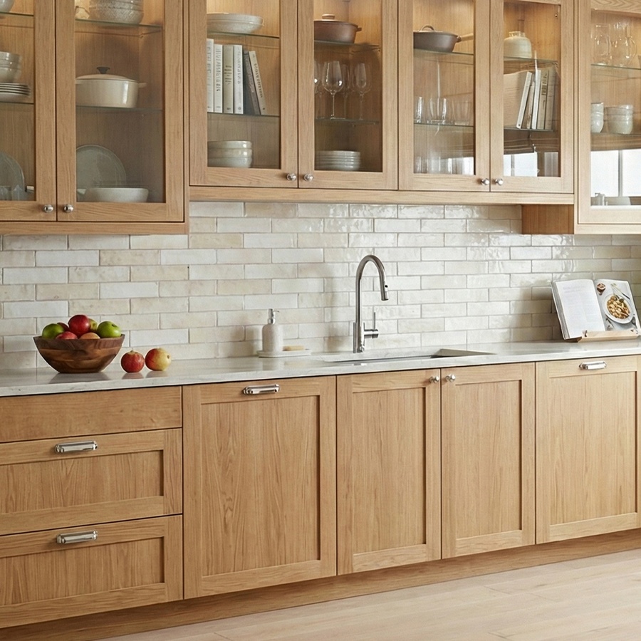 Solid Oak Glazed Traditional Shaker Kitchen Door