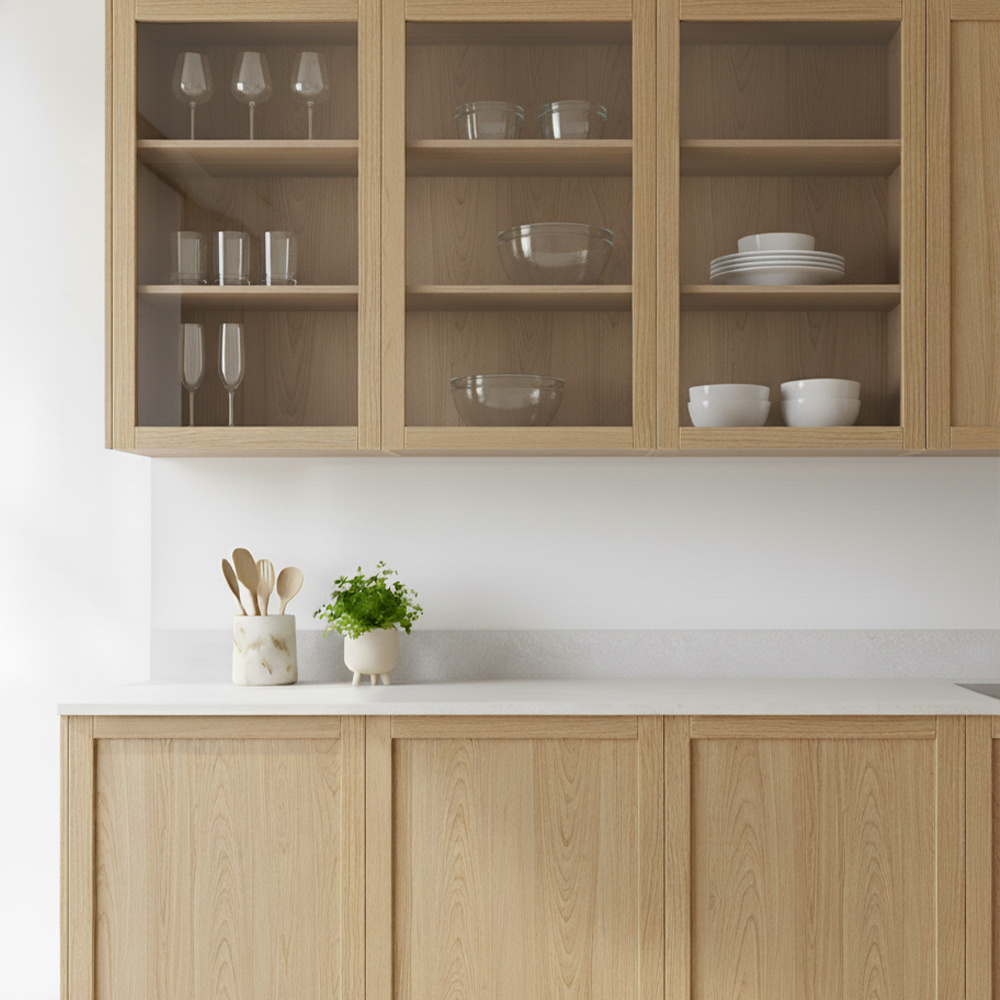 Solid Oak Glazed Slim Shaker Kitchen Door