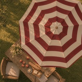 Bounder Stripe Parasol - Club Claret (2.4m)