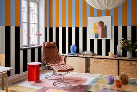 Striped Orange Blue Wallpaper