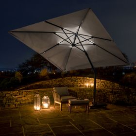 Challenger T2 Glow 3m Square Cantilever Parasol in Luna Grey