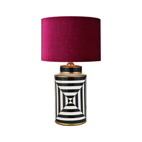 Black & White Radial Striped Ceramic Table Lamp Base 38x17x17cm