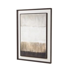 Extra Large Neutral Abstract Canvas Wall Art - Framed Painting with Dark Layered Wooden Frame 120x90cm