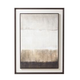 Extra Large Neutral Abstract Canvas Wall Art - Framed Painting with Dark Layered Wooden Frame 120x90cm