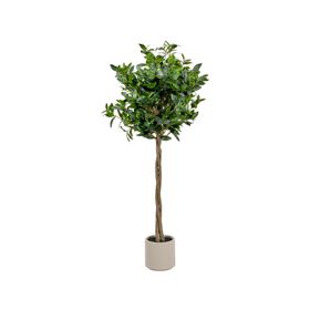 Artificial Twisted Bay Tree with Neutral Cream Pot – Tall Floor-Standing Faux Plant for Indoor Decor 150x70x70cm