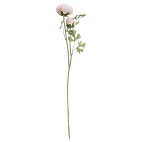 Artificial Baby Pink Ranunculus Stem with Open Bloom & Bud – Realistic Faux Persian Buttercup Flower 58cm