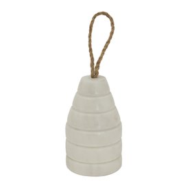 Ribbed Natural White Marble Door Stop with Jute Rope Handle & Unique Veining – Neutral Decorative Weighted Stone Doorstop 12x7x7cm