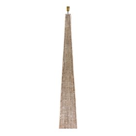 Tall Antique Cream-Washed Rattan Pyramid Floor Lamp Base with Gold Lampholder – Woven Natural Rattan Floor Light 132x20x20cm
