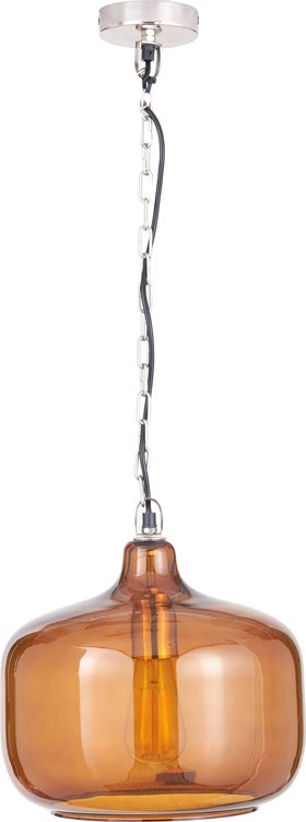 Amber Honey Glass Pendant Light with Nickel Fitting – Adjustable & Dimmable Rounded Squat Ceiling Pendant 130x29x29cm