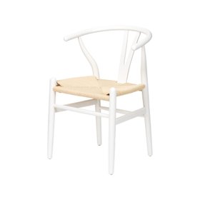 White Beech Wood Wishbone Dining Chair with Natural Paper Rope Seat – Scandinavian Style Wooden Chair 78x55x50cm