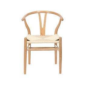 Natural Beech Wood Wishbone Dining Chair with Natural Paper Rope Seat – Scandinavian Style Wooden Chair 78x55x55cm