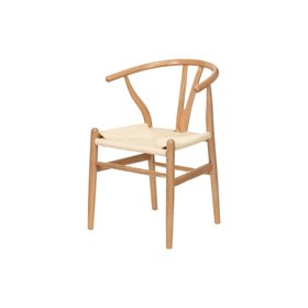 Natural Beech Wood Wishbone Dining Chair with Natural Paper Rope Seat – Scandinavian Style Wooden Chair 78x55x55cm
