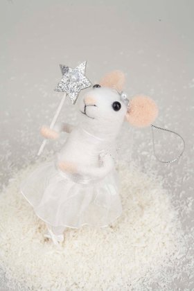 Felt Fairy Mouse With Star Wand Hanging Christmas Decoration