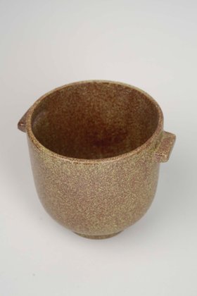 Stoneware Flower Pot With Small Handles In Olive