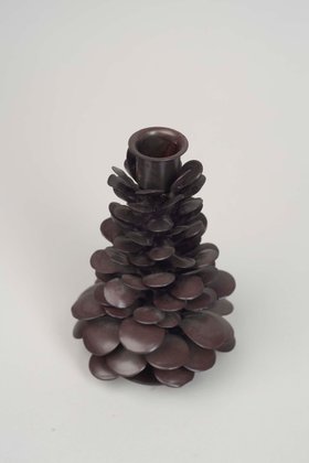 Elagalu Pine Cone Candle Holder In Rust