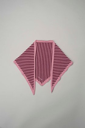 Merino Wool Triangle Scarf in Pink Stripe