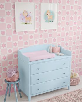 Daisy Dreams Checkerboard Wallpaper in Pink Candy