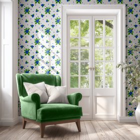 'Blueberry Romance' wallpaper in cream