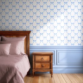 Bowtiful In Blue Bows Bedroom Wallpaper