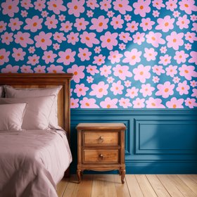 Hello Petal On Peacock Floral Bedroom Wallpaper
