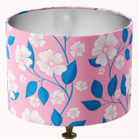 Pink and Blue ‘Blossom Trail’ lampshade for tabletop or ceiling use