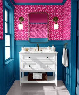 Ginkgo Parade wallpaper in fuchsia