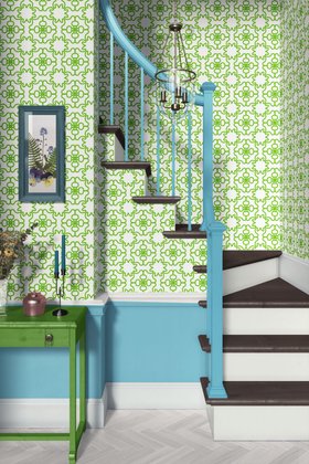 Paradiso Stairs Wallpaper In Lime Green