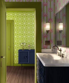 Paradiso wallpaper & Don’t Be Crabby wallpaper in lime green