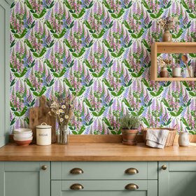 'Summer Spires' luxury floral wallpaper in white