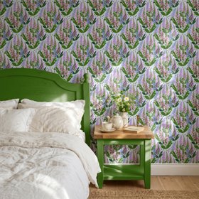 'Summer Spires' luxury floral wallpaper in lilac