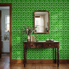 Ginkgo Parade botanical wallpaper in green