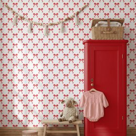'A Bowtiful Day' Wallpaper in Red