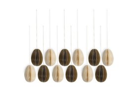Piani Mini Hanging Paper Decoration in natural & moss set of 12