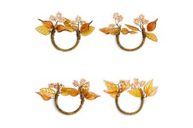 Parili Glass Leaf Napkin Rings Set Of 4