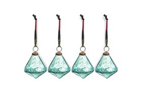 Tamti Baubles in Teal Crackle Set of 4