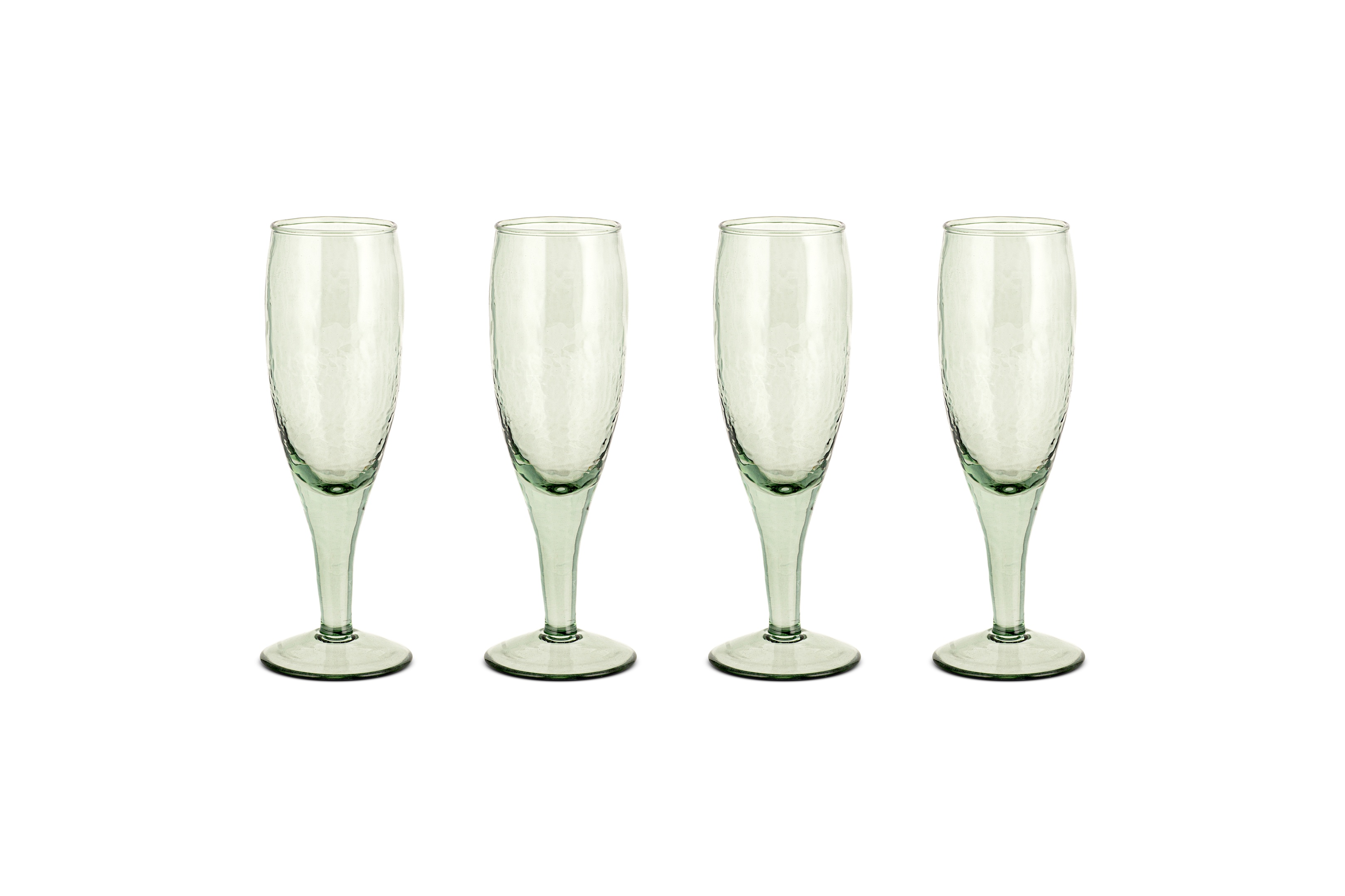 Yala Hammered Champagne Flute Sage Green Set Of 4