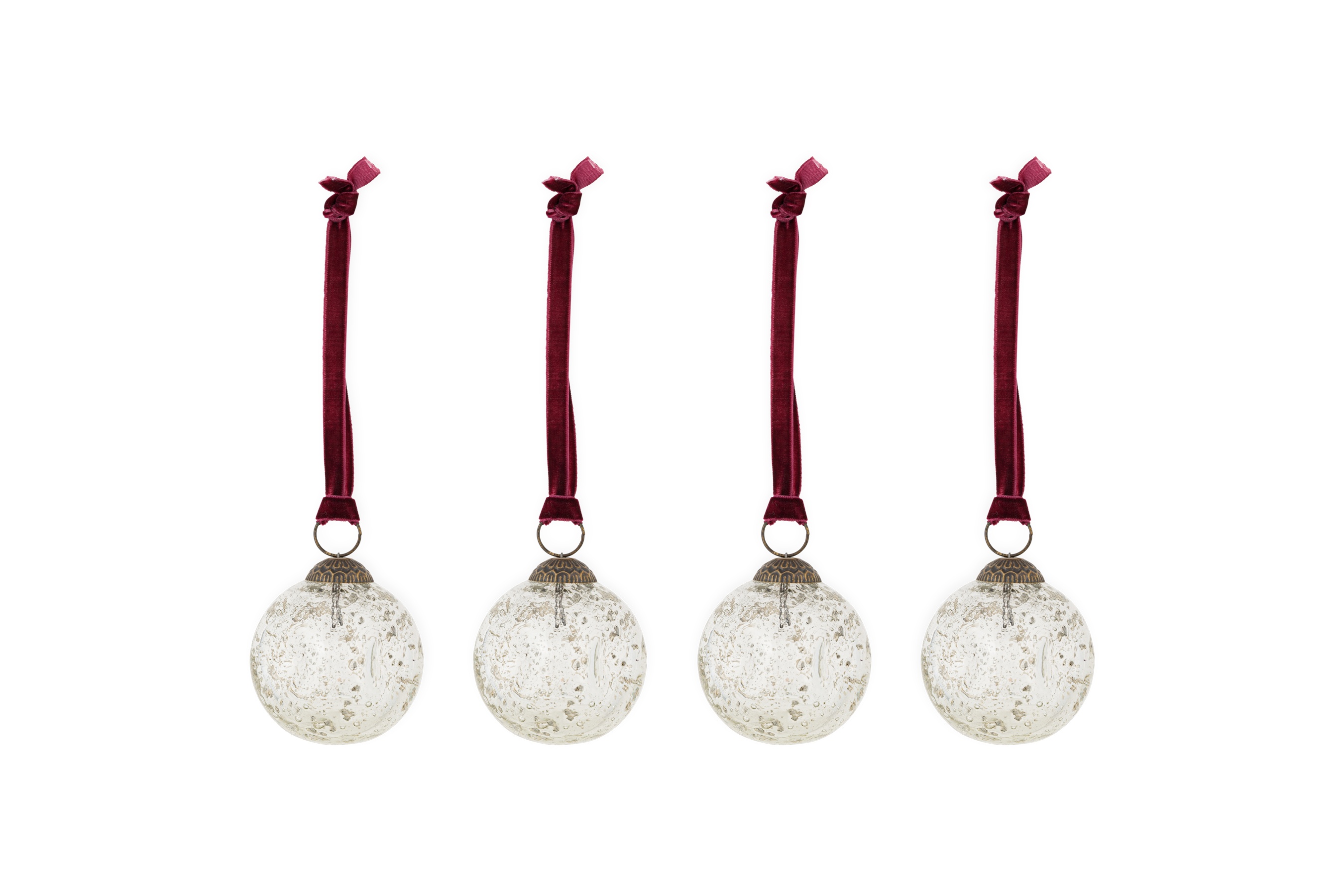 Nishan Pinched Baubles Clear (set Of 4)