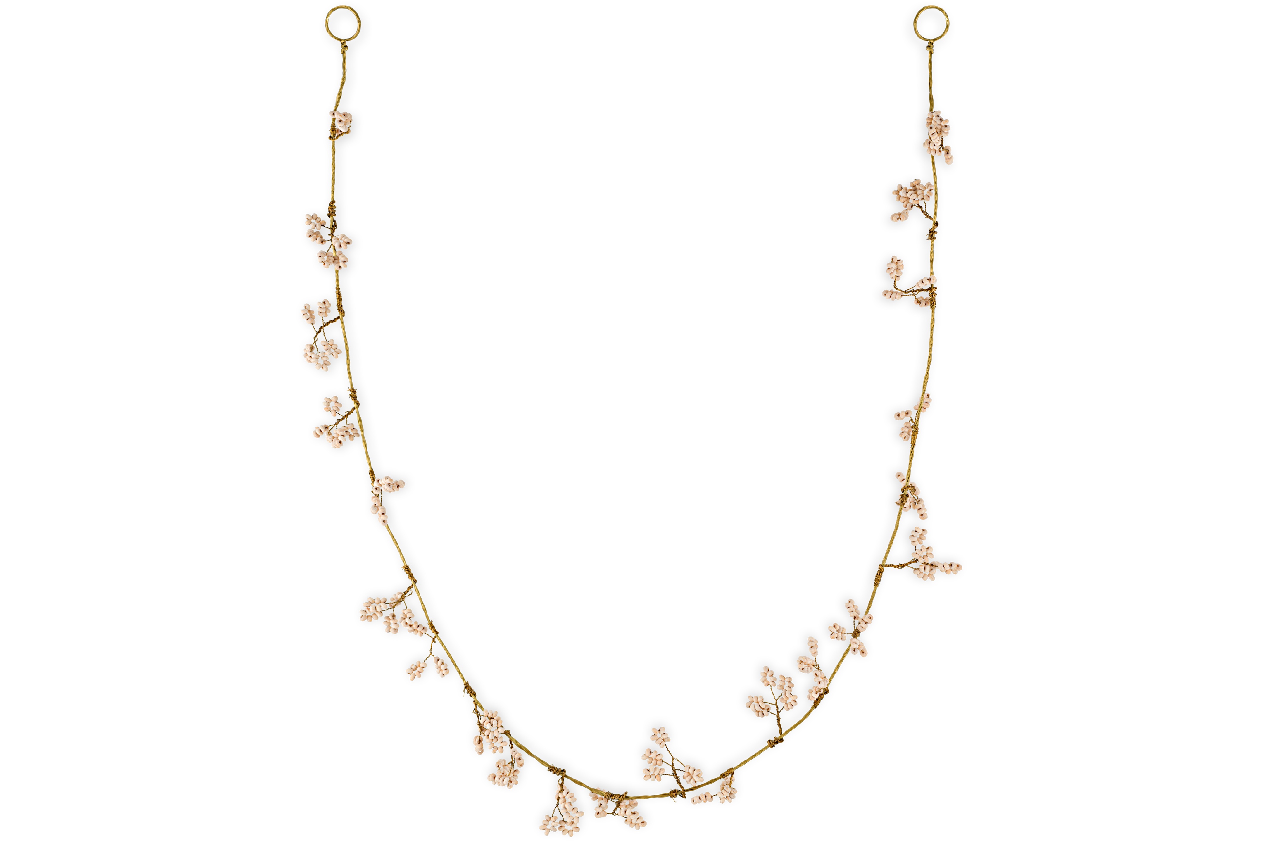 Tanu Mango Wood Beaded Garland Brass & Natural