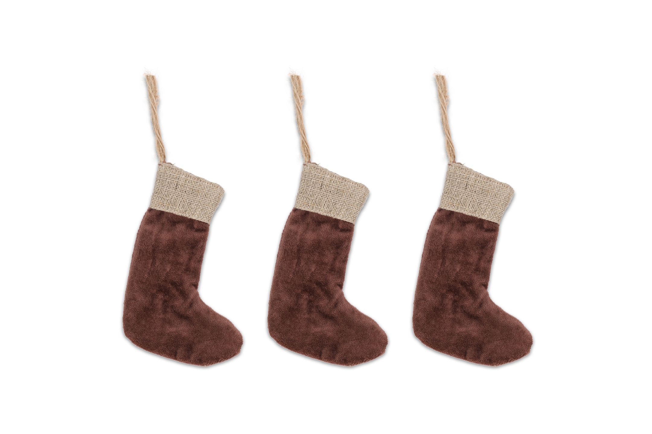 Karru Cotton Velvet Mini Stocking in Rich Mocha (Set Of 3)