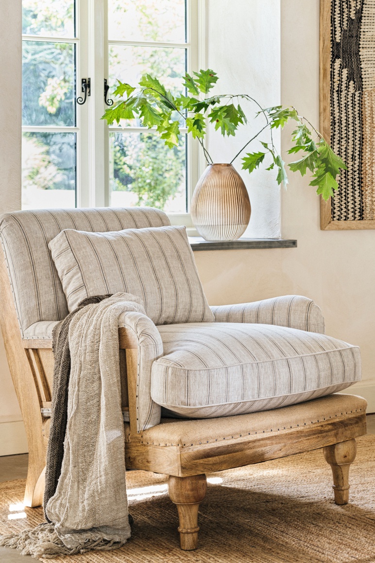 Abe Deconstructed Stripe Linen Armchair