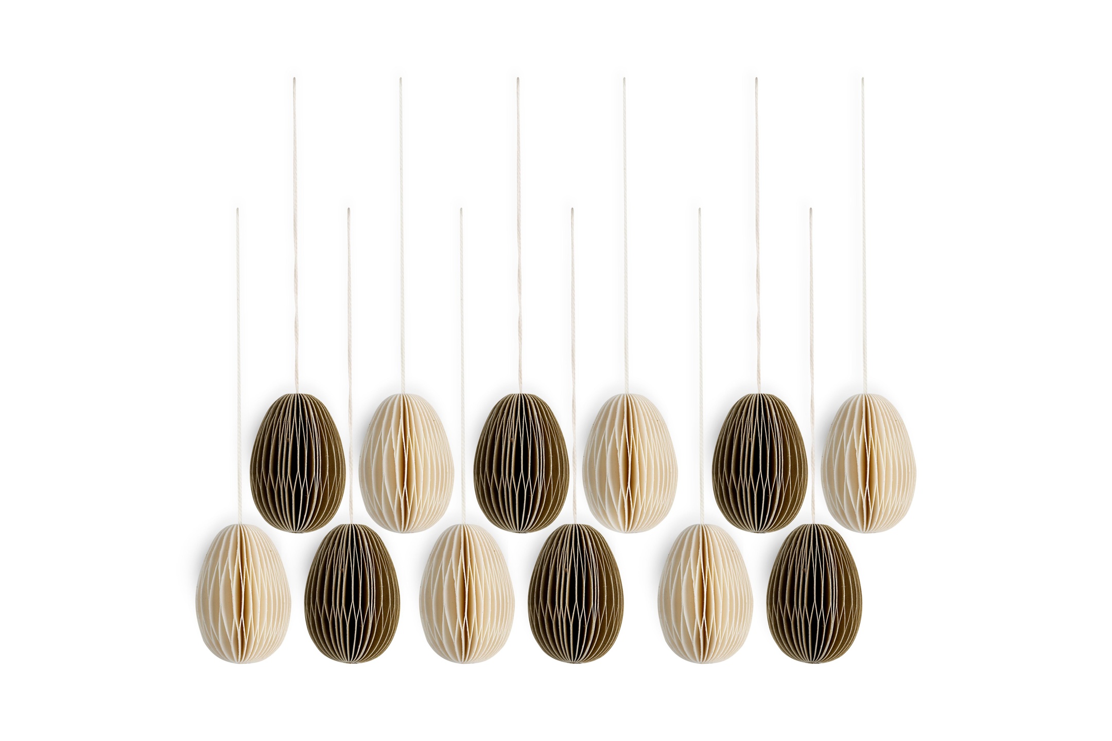 Piani Mini Hanging Paper Decoration in natural & moss set of 12