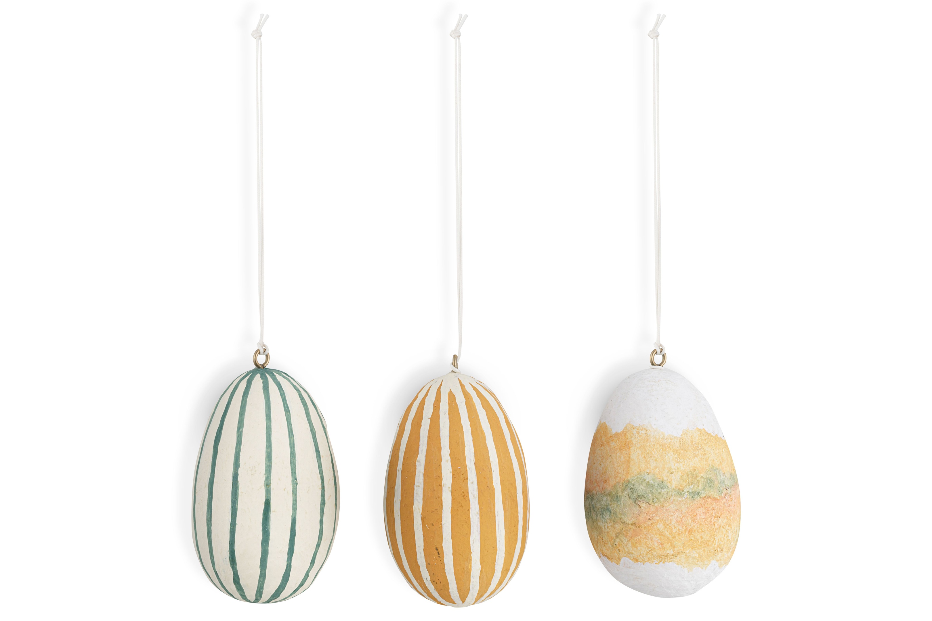 Terra Hand Painted Recycled Cotton Paper Hanging Eggs set of 3