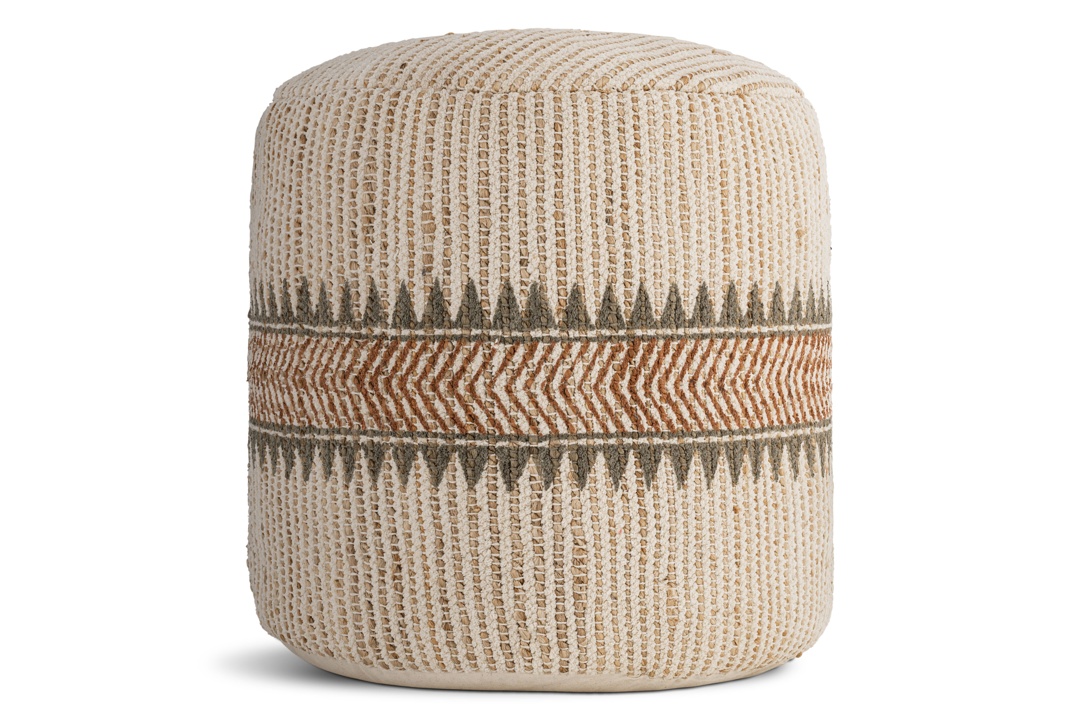 Zairya Jute & Cotton Tall Pouf