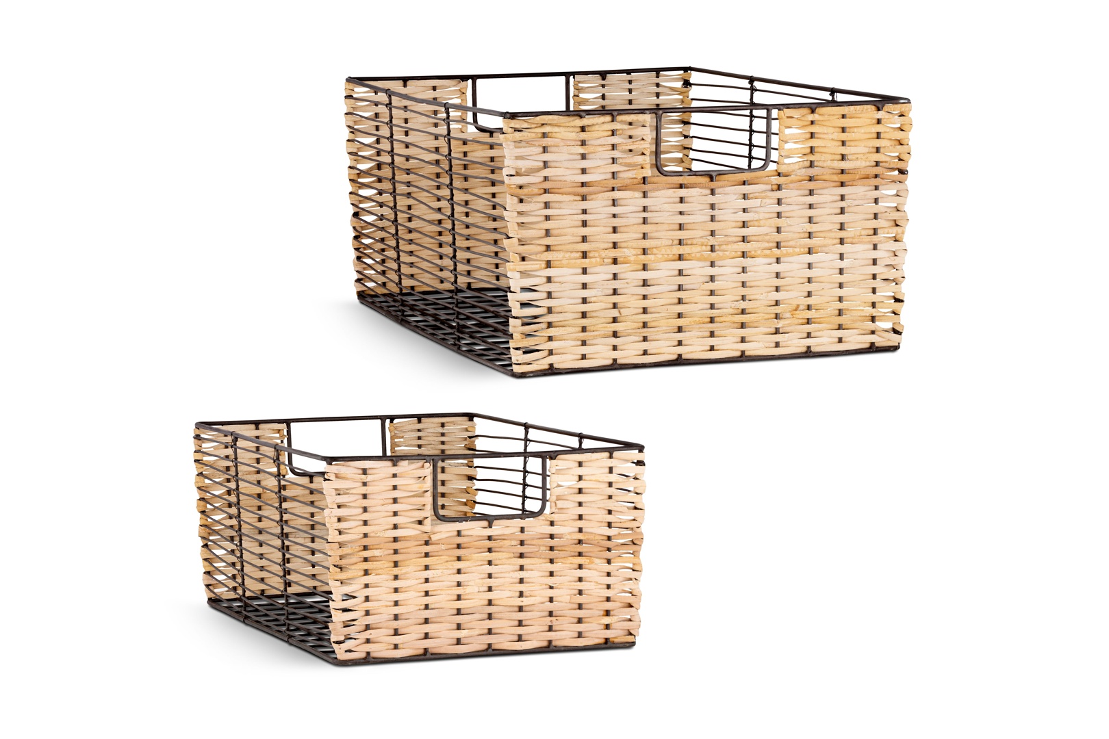Montali Iron & Rattan Storage Baskets set of 2