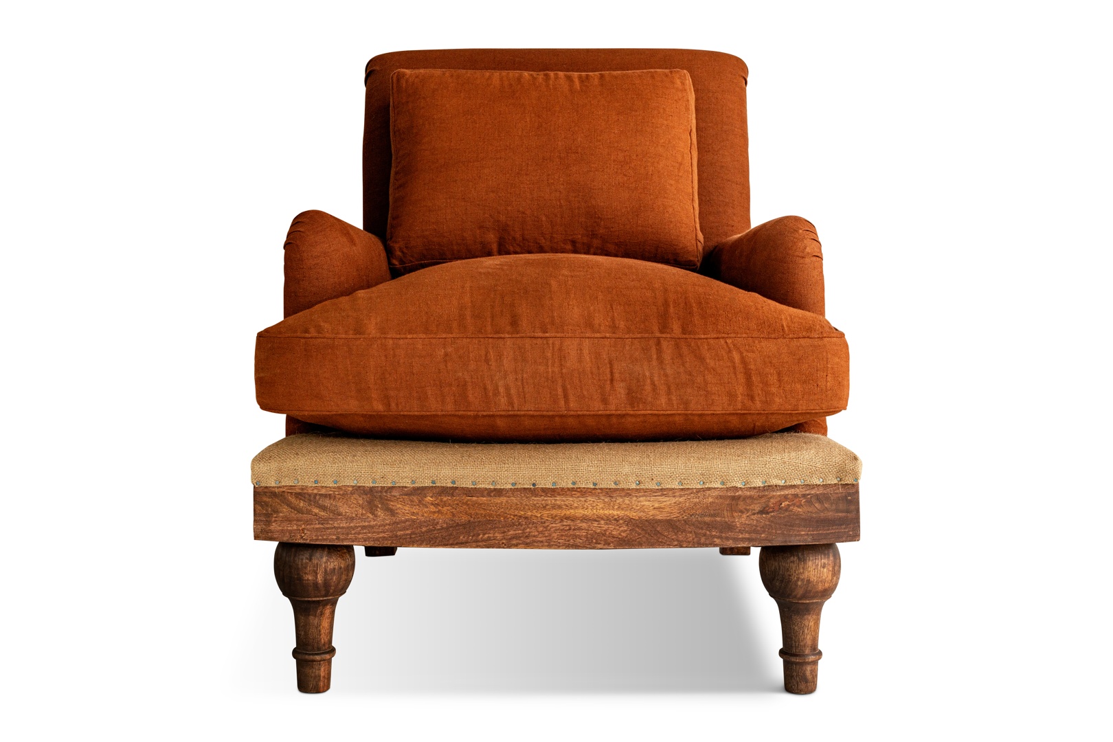 Abe Linen Deconstructed Armchair in Rust