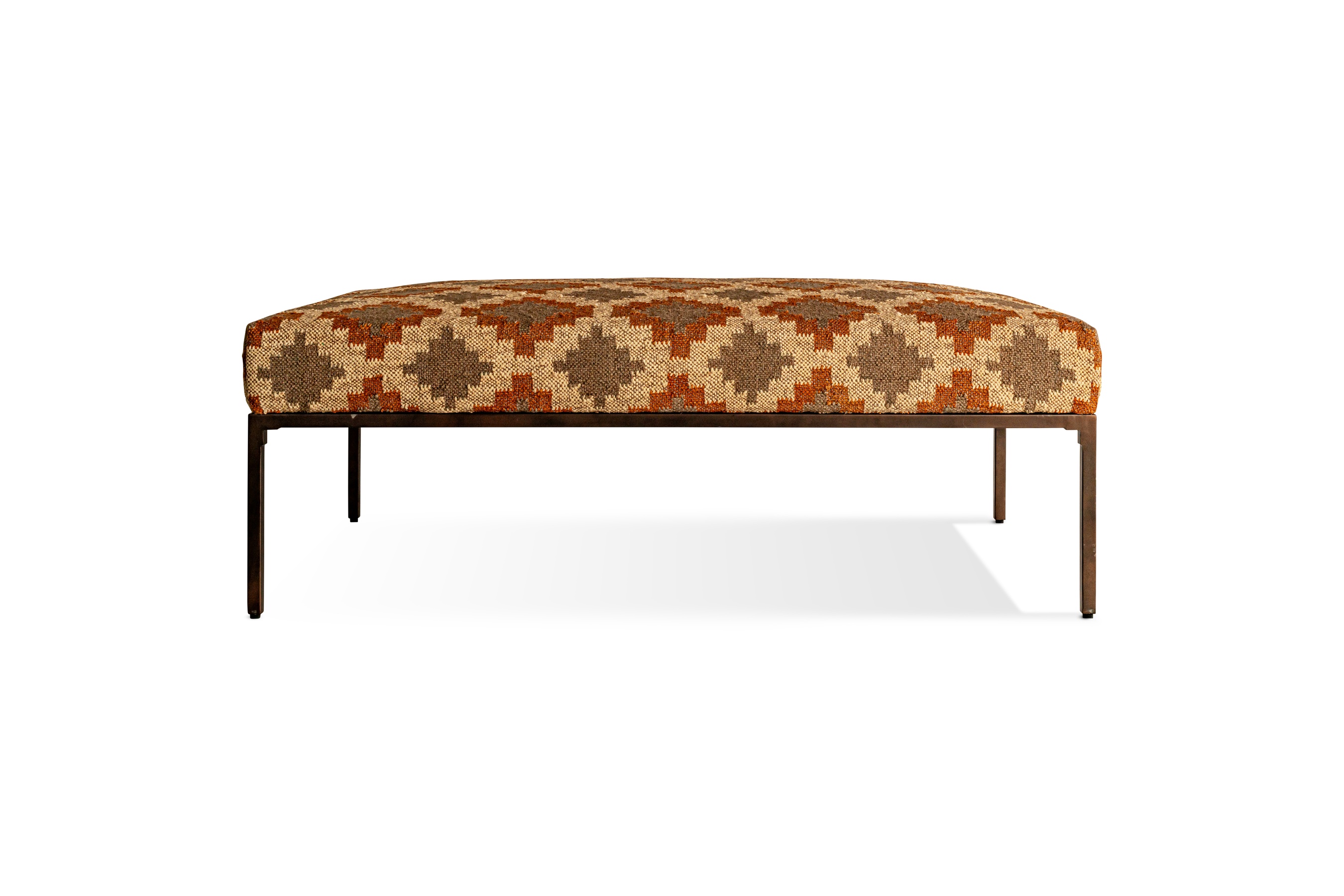 Valin Upholstered Ottoman in Rust